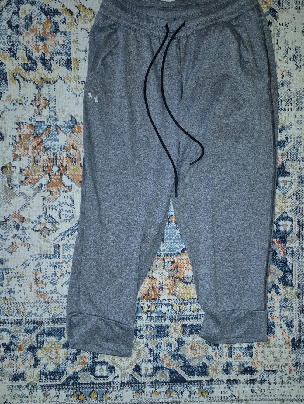 Under Armour Kids Gray Heather Athletic Joggers with Black Drawstring